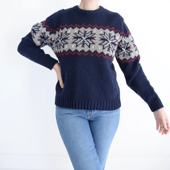 Vintage Sonoma Navy Knit Crewneck Sweater Size  Large - Picture 1 of 11